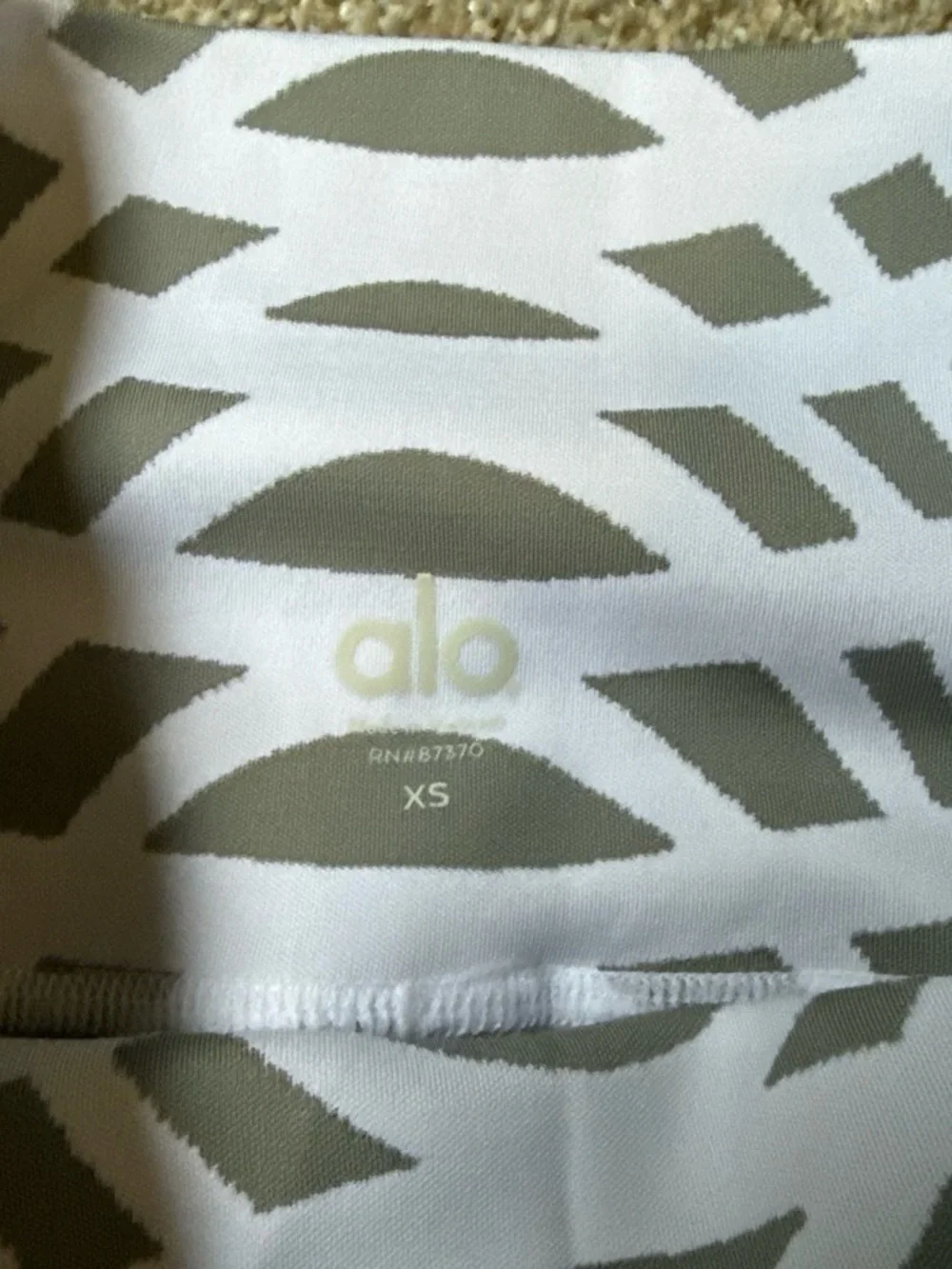 ALO Yoga White & grey striped Geometric High-Rise Leggings